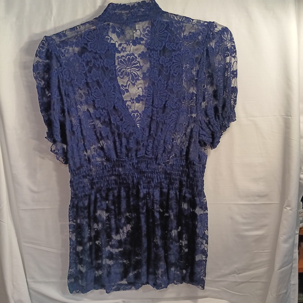 Dots Navy Lace Blouse - Picture 9 of 16